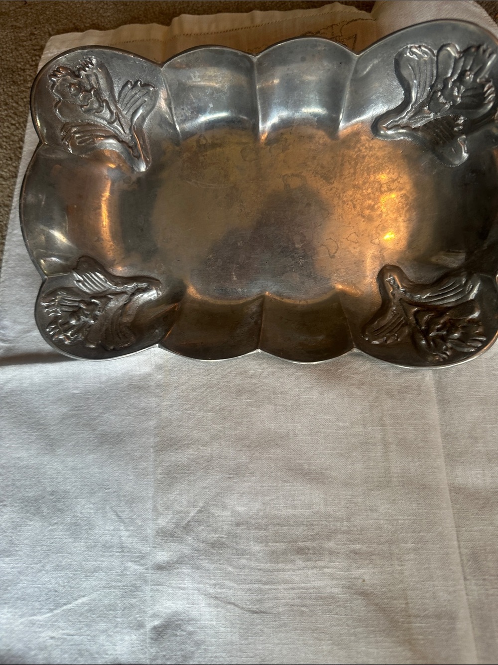 Signature Silver Floral Scalloped Metal Vanity Tray